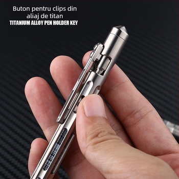 Creion activ din aliaj de titan, tip bolt, cu stilou pentru semnătură, model T10