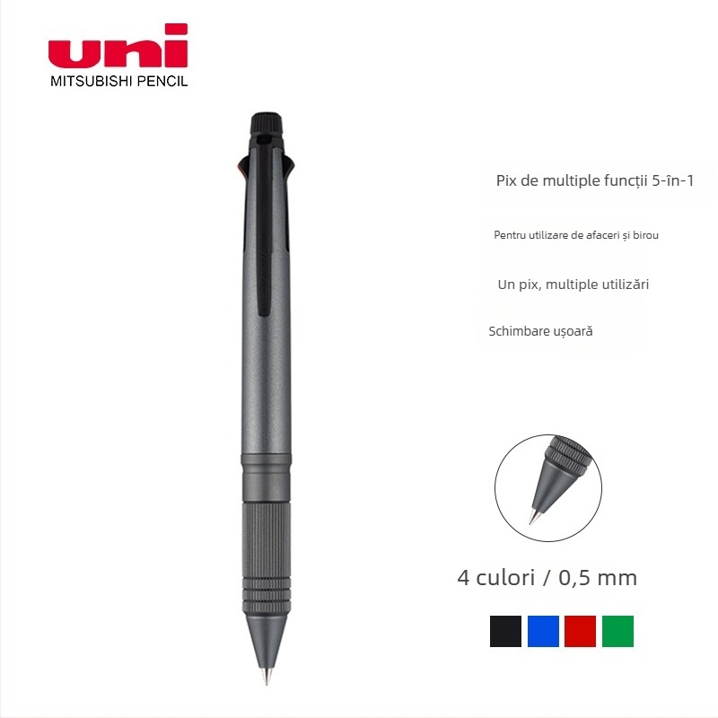 Pix 5 în 1 Uni/Mitsubishi MSXE5-2000A cu pix cu patru culori și creion mecanic; marcă: uni/mitsubishi pencil; tip: Press; importat: Da
