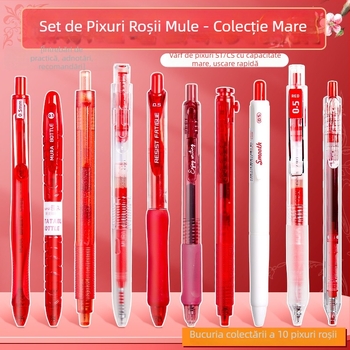 Set de pixuri gel pentru profesori, vârfuri din oțel inoxidabil, mecanism de apăsare, corp din plastic, destinat corectării temelor