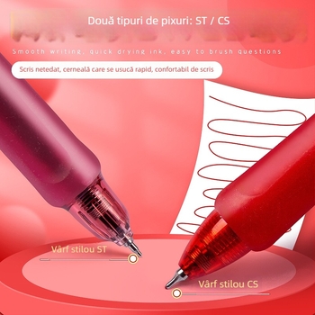 Set de pixuri gel pentru profesori, vârfuri din oțel inoxidabil, mecanism de apăsare, corp din plastic, destinat corectării temelor