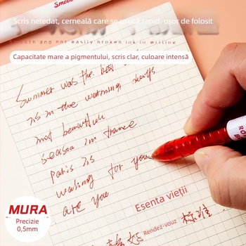 Set de pixuri gel pentru profesori, vârfuri din oțel inoxidabil, mecanism de apăsare, corp din plastic, destinat corectării temelor