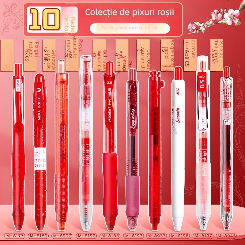 Set de pixuri gel pentru profesori, vârfuri din oțel inoxidabil, mecanism de apăsare, corp din plastic, destinat corectării temelor