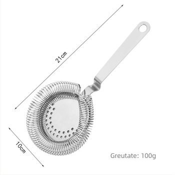 Filtru de gheață pentru cocktail din oțel inoxidabil, instrument profesional de bar, stil modern minimalist, greutate 100 g, ambalare: single