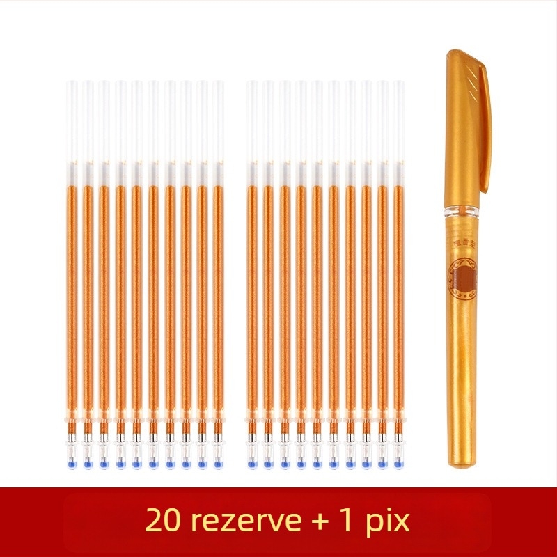 Pix de scris auriu pentru exerciții de scriere, cu vârf înlocuibil pentru caligrafie prin copiere
