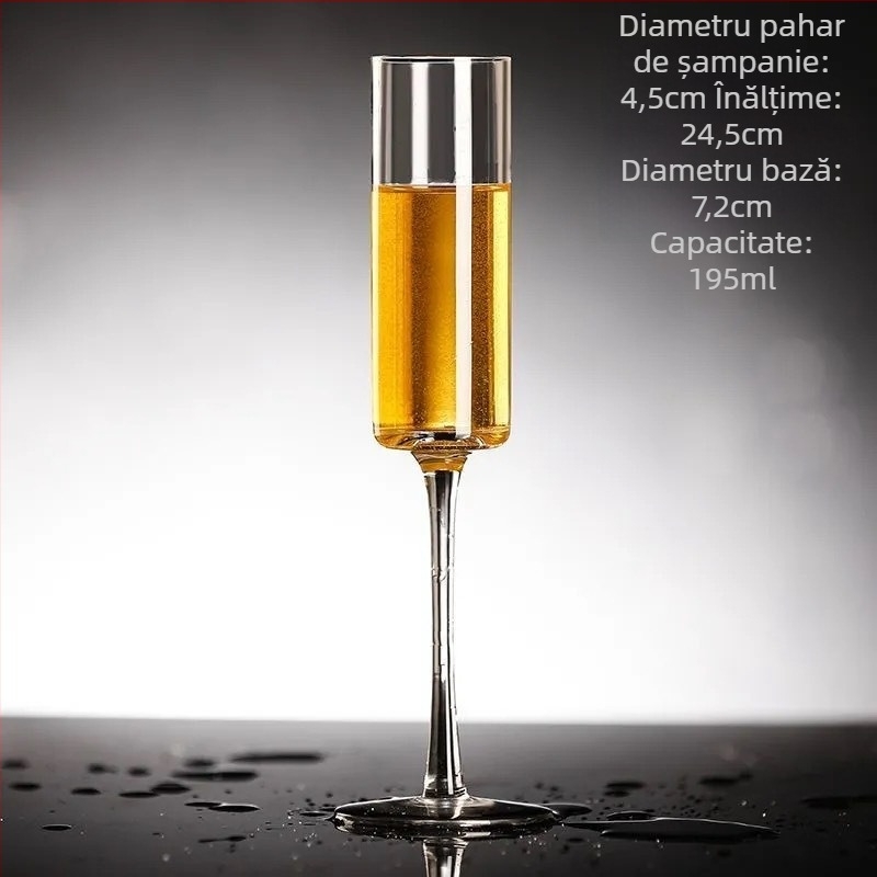 Set de pahare de șampanie din sticlă, capacitate 201-300 ml, stil minimalist modern, procesare personalizabilă