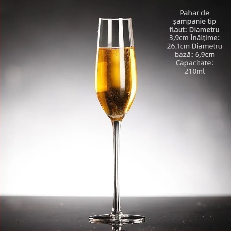Set de pahare de șampanie din sticlă, capacitate 201-300 ml, stil minimalist modern, procesare personalizabilă