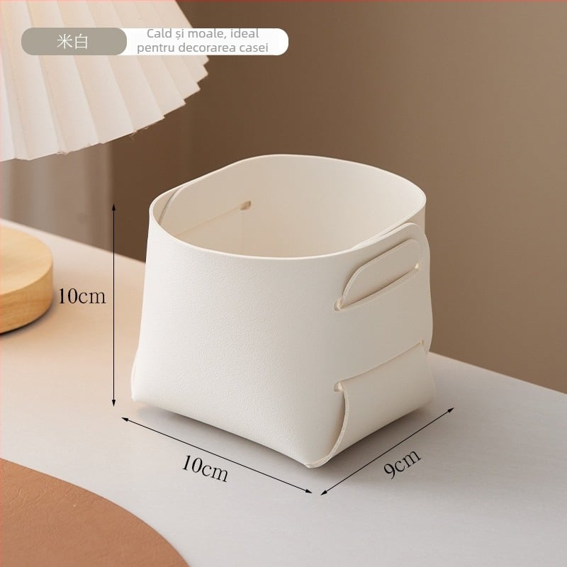 Cutie de depozitare pentru birou din piele PVC, organizator pentru pixuri și pensule de machiaj, capacitate 1 L, imprimare siglă disponibilă, stil modern minimalist