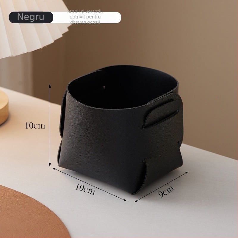 Cutie de depozitare pentru birou din piele PVC, organizator pentru pixuri și pensule de machiaj, capacitate 1 L, imprimare siglă disponibilă, stil modern minimalist