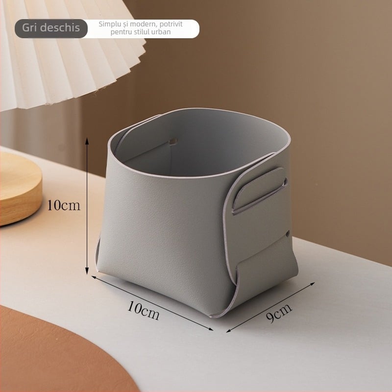 Cutie de depozitare pentru birou din piele PVC, organizator pentru pixuri și pensule de machiaj, capacitate 1 L, imprimare siglă disponibilă, stil modern minimalist