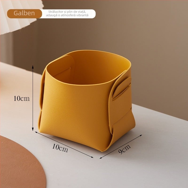 Cutie de depozitare pentru birou din piele PVC, organizator pentru pixuri și pensule de machiaj, capacitate 1 L, imprimare siglă disponibilă, stil modern minimalist
