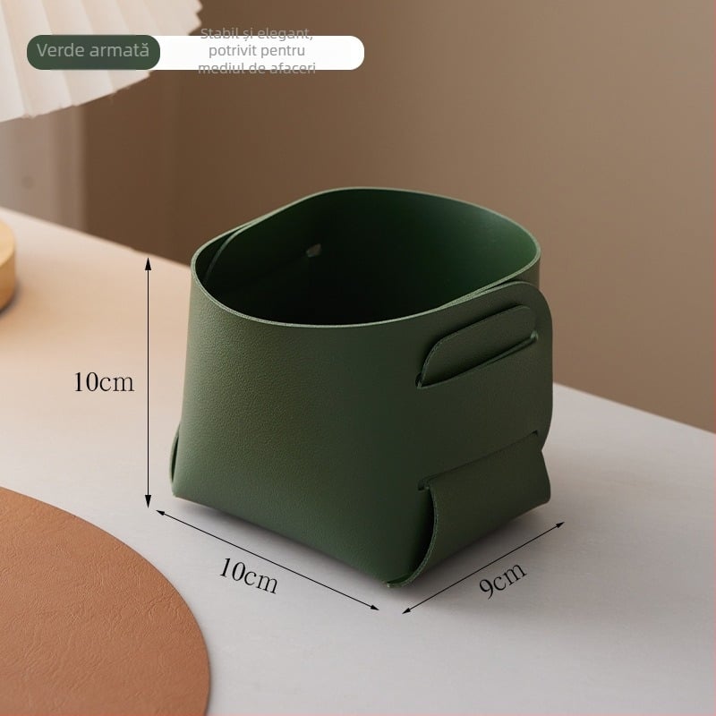 Cutie de depozitare pentru birou din piele PVC, organizator pentru pixuri și pensule de machiaj, capacitate 1 L, imprimare siglă disponibilă, stil modern minimalist