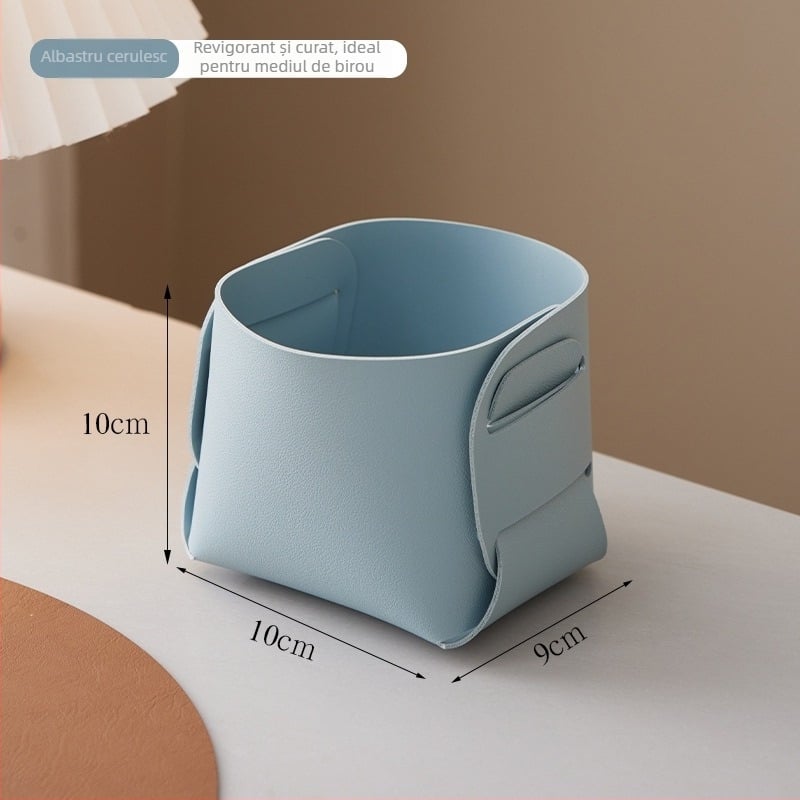 Cutie de depozitare pentru birou din piele PVC, organizator pentru pixuri și pensule de machiaj, capacitate 1 L, imprimare siglă disponibilă, stil modern minimalist