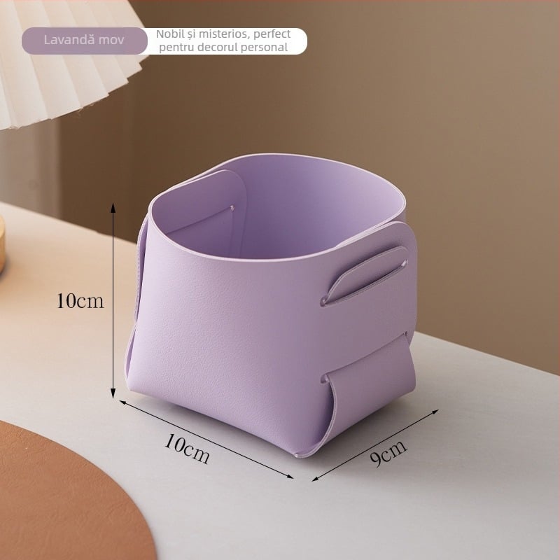 Cutie de depozitare pentru birou din piele PVC, organizator pentru pixuri și pensule de machiaj, capacitate 1 L, imprimare siglă disponibilă, stil modern minimalist