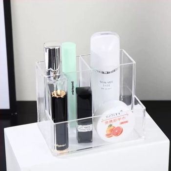 Organizator transparent cu mai multe compartimente pentru birou – din plastic, pentru pixuri și depozitare pentru rechizite și pensule de machiaj