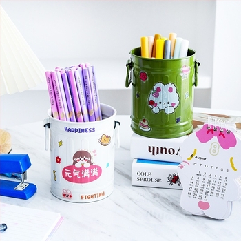 Suport pentru pixuri de birou, metal, rotund, Fool beauty — depozitare desktop pentru papetărie