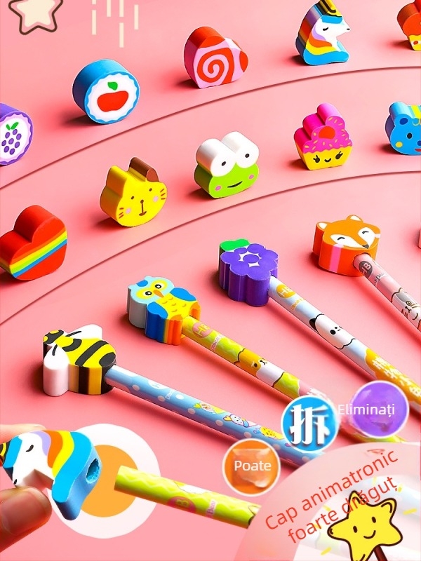 Creion Cartoon din lemn pentru copii — set 100, pentru scris, ecologic, personalizabil