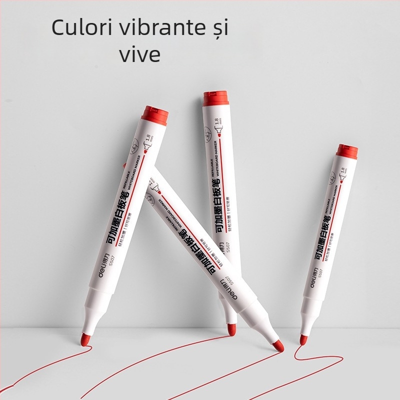 Marker pentru tablă albă Deli S507, vârf 1,8 mm, corp din plastic, 10 bucăți pe cutie