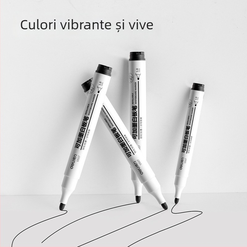 Marker pentru tablă albă Deli S507, vârf 1,8 mm, corp din plastic, 10 bucăți pe cutie
