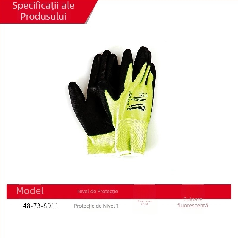 Mănuși anti-tăiere Milwaukee, cu acoperire nitrilă – respirabile, durabile, protecție la muncă