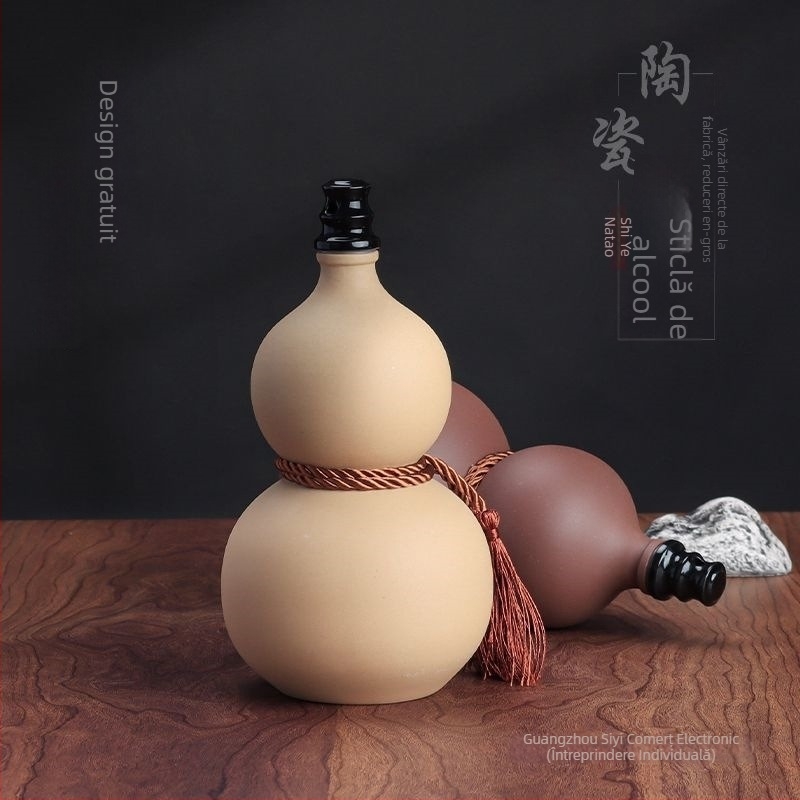 Sticlă de vin ceramică, în formă de dovleac, borcan sigilat în stil retro, pentru depozitarea vinului acasă