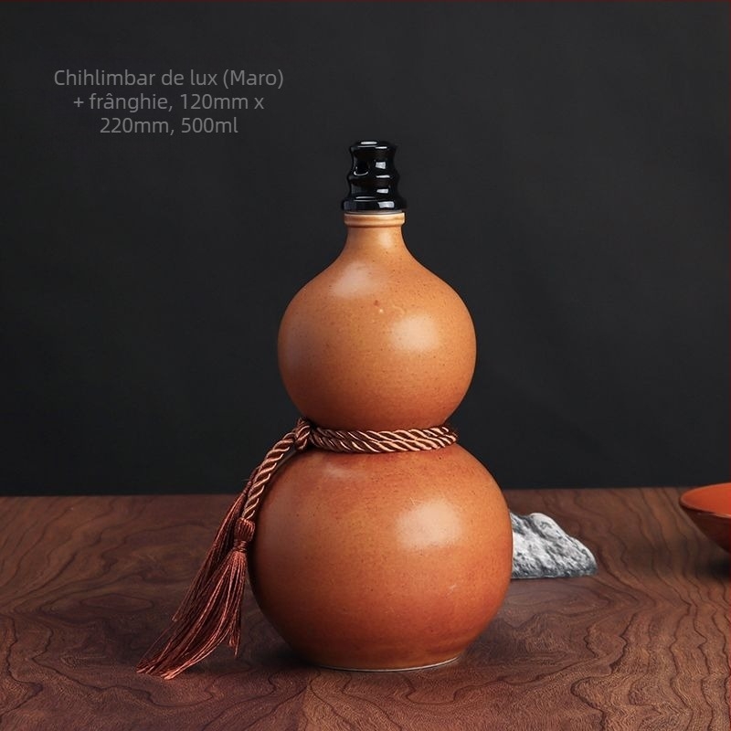 Sticlă de vin ceramică, în formă de dovleac, borcan sigilat în stil retro, pentru depozitarea vinului acasă