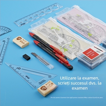 Set pentru răspuns la examen: creion 2B cu vârf plat, rezerve de grafit, set pentru răspunsuri și riglă