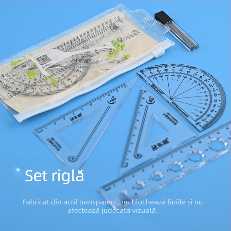 Set pentru răspuns la examen: creion 2B cu vârf plat, rezerve de grafit, set pentru răspunsuri și riglă