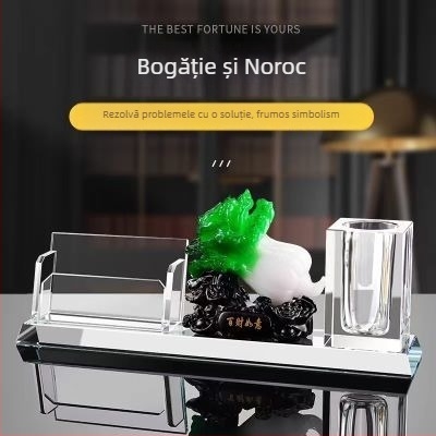 Cutie pentru carduri de la recepție, cu capac înclinat și suport pentru pix – decor de birou pentru hotel