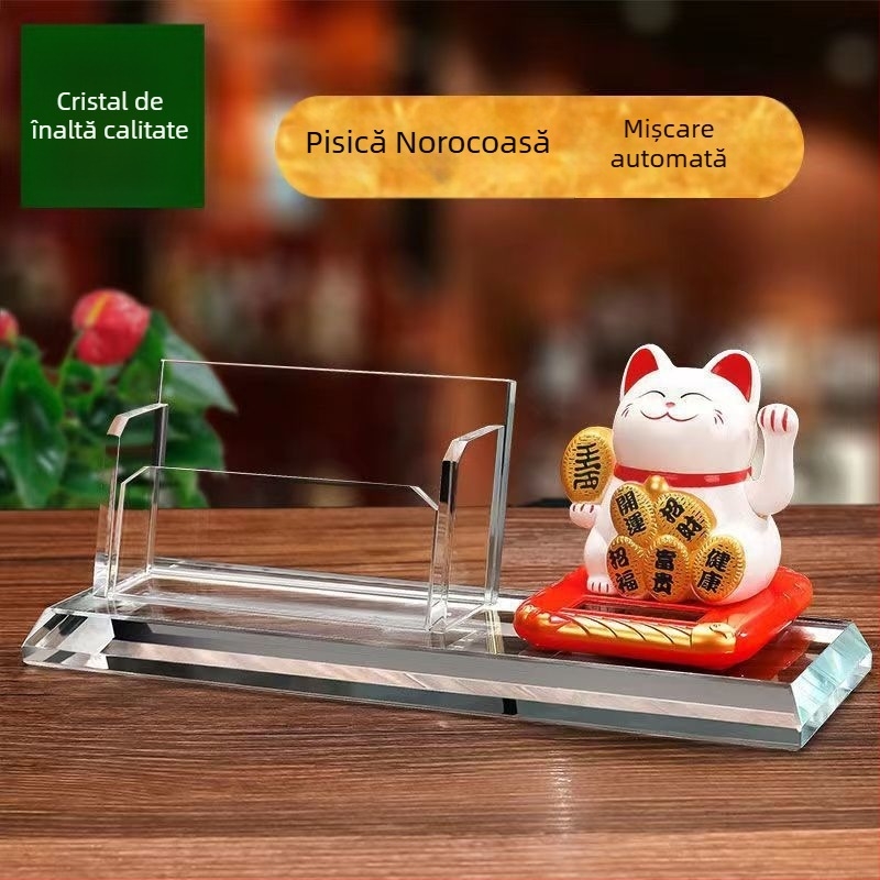 Cutie pentru carduri de la recepție, cu capac înclinat și suport pentru pix – decor de birou pentru hotel