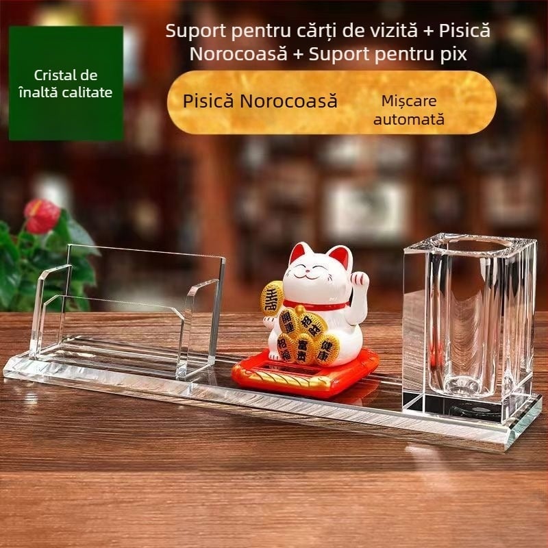 Cutie pentru carduri de la recepție, cu capac înclinat și suport pentru pix – decor de birou pentru hotel