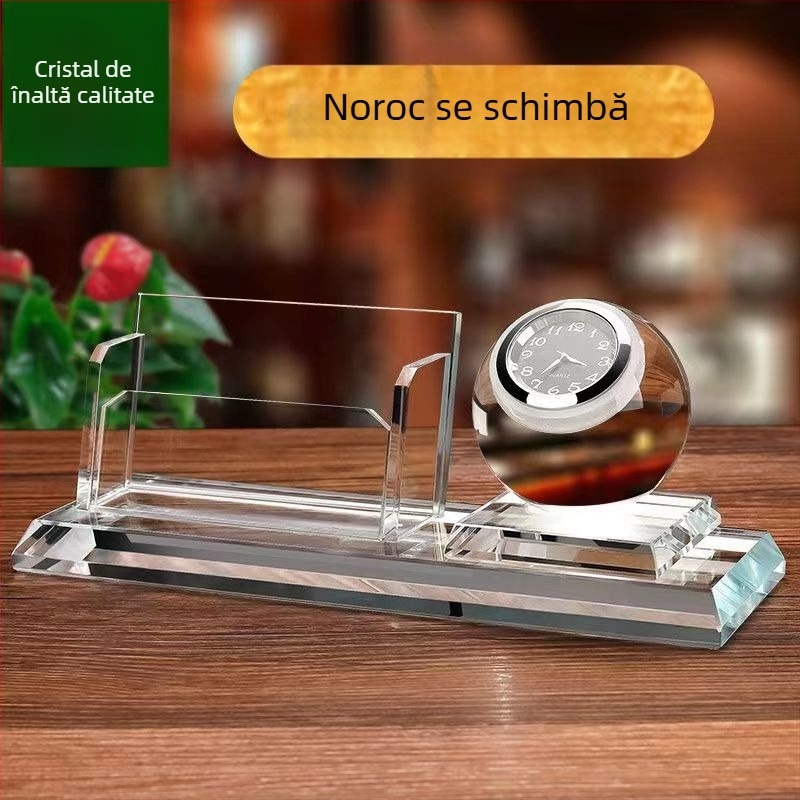 Cutie pentru carduri de la recepție, cu capac înclinat și suport pentru pix – decor de birou pentru hotel