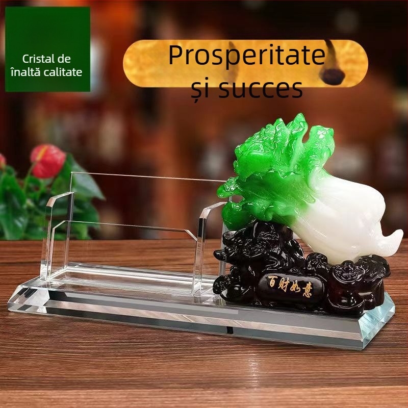 Cutie pentru carduri de la recepție, cu capac înclinat și suport pentru pix – decor de birou pentru hotel