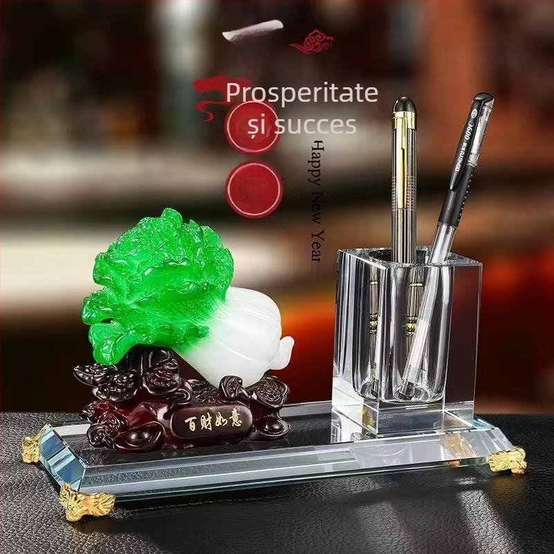 Cutie pentru carduri de la recepție, cu capac înclinat și suport pentru pix – decor de birou pentru hotel