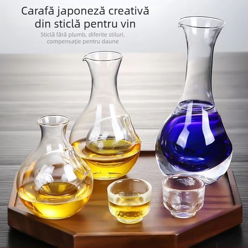 Yingtian Decantor din sticlă pentru vin cu gheață și set de cani de sake, echipament de bar pentru casă, calitate de primă clasă