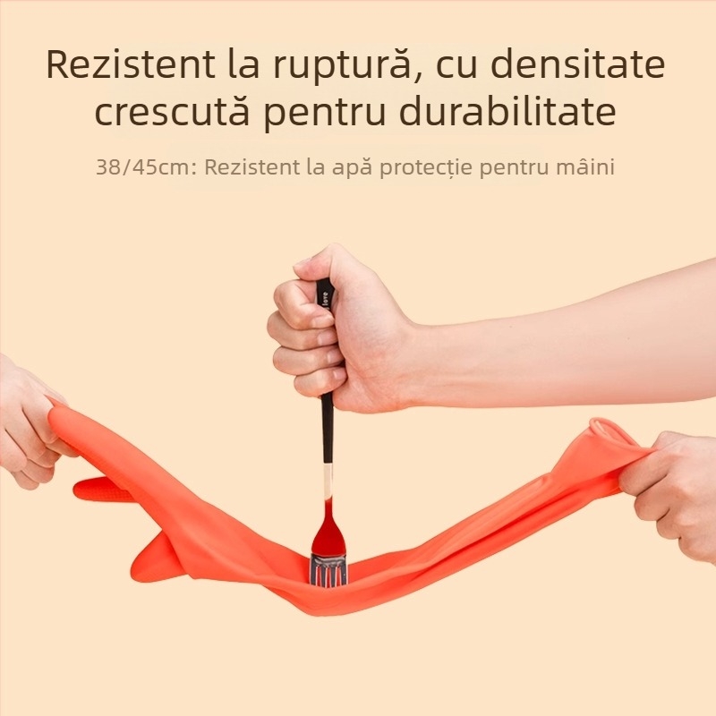 Mănuși de uz casnic pentru curățenie, latex natural, impermeabile, rezistente la tăieturi și la înțepături, căptușeală lucioasă