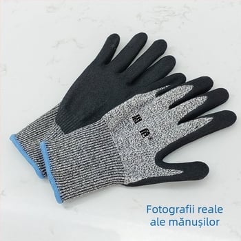Mănuși anti-tăiere cu acoperire nitrilă, S5033.N5, HPPE material, anti-alunecare și rezistente la ulei, pentru uz industrial
