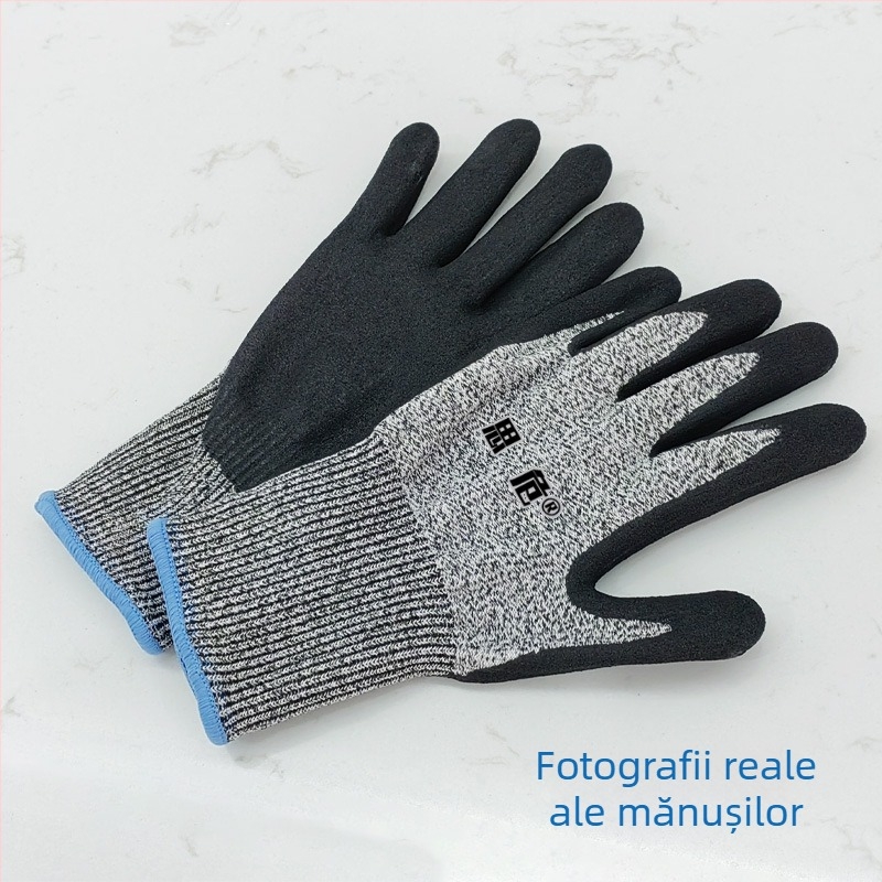 Mănuși anti-tăiere cu acoperire nitrilă, S5033.N5, HPPE material, anti-alunecare și rezistente la ulei, pentru uz industrial