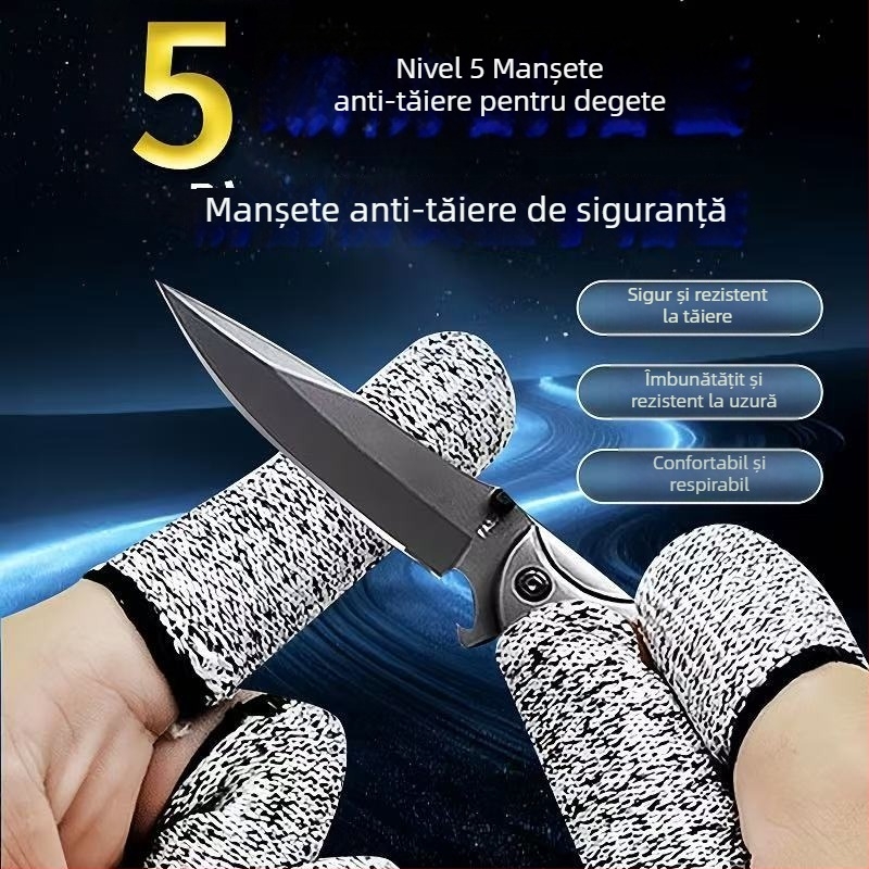 Protecții pentru degete anti-tăiere Nivel 5 pentru prelucrarea lemnului – HPPE cu căptușeală din nailon, reutilizabile, model A001
