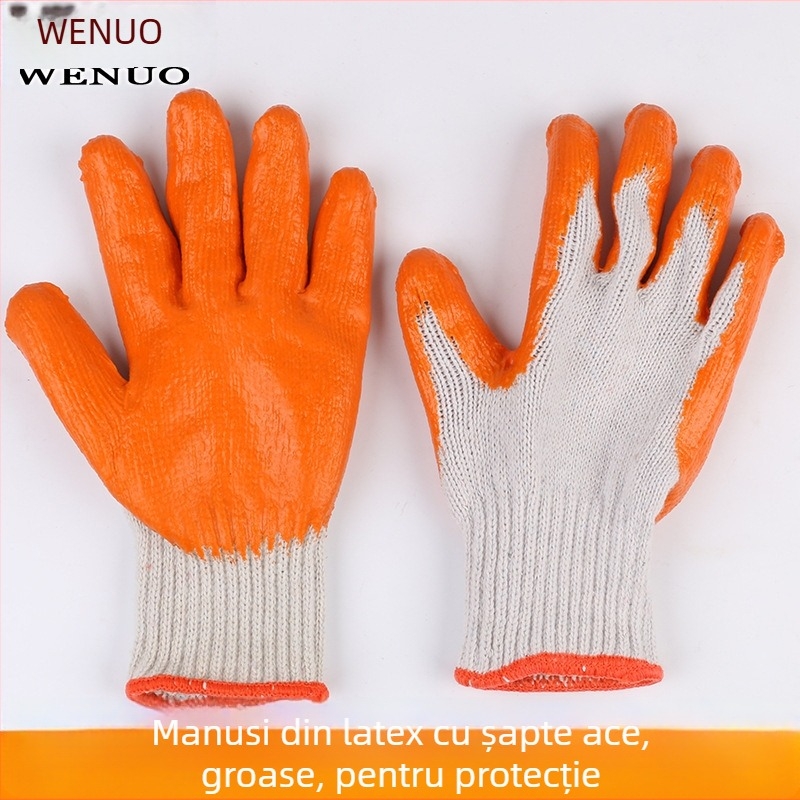 Overlord mănuși din latex + fibre, cu căptușeală tricotată, anti-tăiere, anti-alunecare și rezistente la uzură, pentru șantiere, ateliere, agricultură și treburile gospodărești