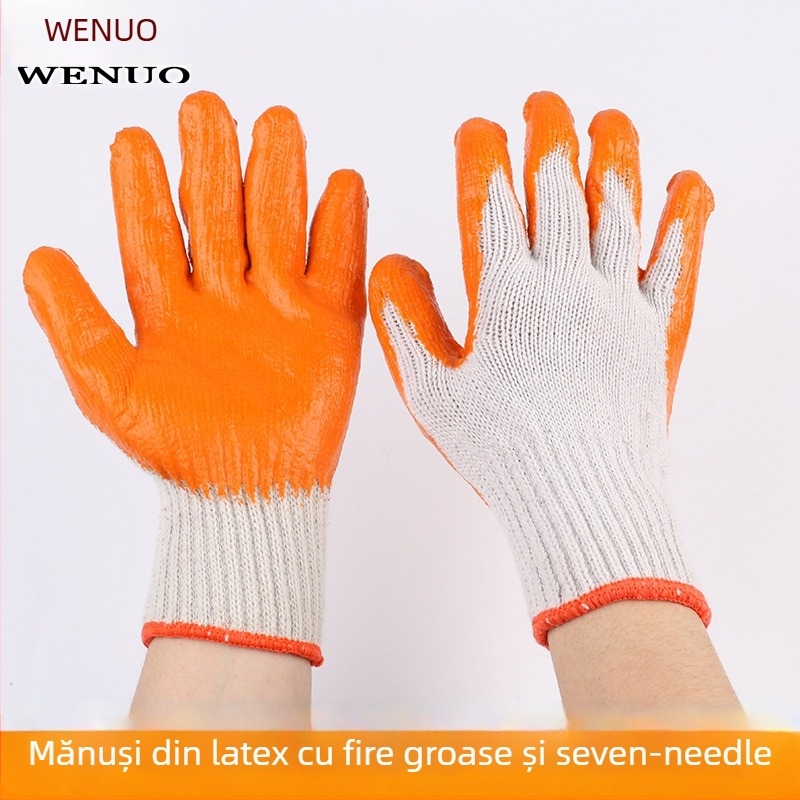 Overlord mănuși din latex + fibre, cu căptușeală tricotată, anti-tăiere, anti-alunecare și rezistente la uzură, pentru șantiere, ateliere, agricultură și treburile gospodărești