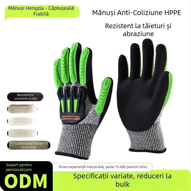 Mănuși de protecție Hengda pentru ciclism și utilizare industrială – anti-tăiere, anti-șoc, antialunecare, 200 g