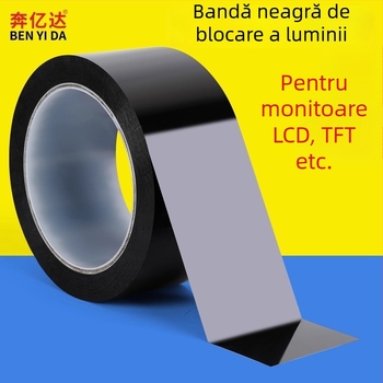 Bandă EMI din poliester (PET), cu aderență înaltă, opacă, rezistentă la apă și la temperaturi înalte, adeziv pe o singură parte, pentru blocarea luminii indicator router