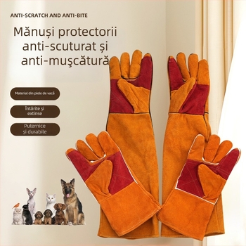 Wanjia mănuși de antrenament pentru câini din piele de vită – anti-tăiere, anti-înțepare, protecție împotriva mușcăturilor