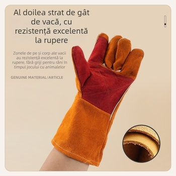 Wanjia mănuși de antrenament pentru câini din piele de vită – anti-tăiere, anti-înțepare, protecție împotriva mușcăturilor