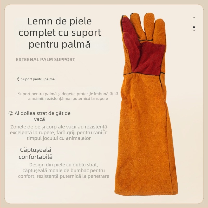 Wanjia mănuși de antrenament pentru câini din piele de vită – anti-tăiere, anti-înțepare, protecție împotriva mușcăturilor