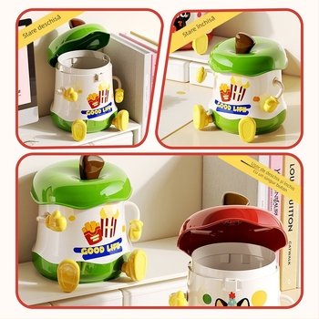 Cutie de depozitare pentru birou cu capac, design animat drăguț, material PP, capacitate 6 L, potrivită pentru bijuterii, rechizite și cosmetice, set de 6 bucăți