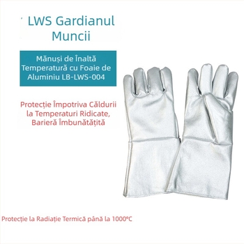 Defender LB-LWS-004 Mănuși pentru temperaturi înalte cu izolație din folie de aluminiu, rezistente la uzură și tăieturi, pentru cuptoare industriale, topirea metalelor și încălzirea sticlei, până la 1000°C