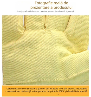 Mănuși industriale din fibră aramidă, rezistente la temperaturi până la 650°C, lungime 36/45 cm