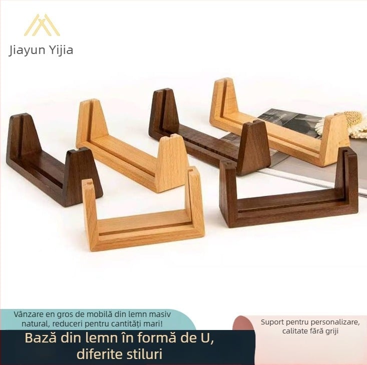 Suport de afișaj în formă de U din lemn pentru calendar și ramă foto – lemn de nuc și fag, stil minimalist
