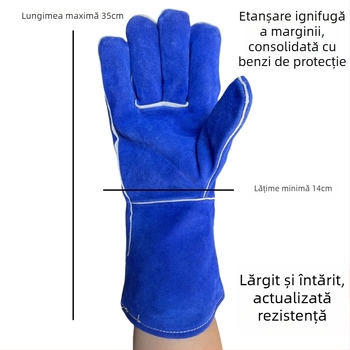 Mănuși de sudură CHIVACUS - piele de vită, dublu strat, rezistente la foc, rezistente la temperaturi înalte